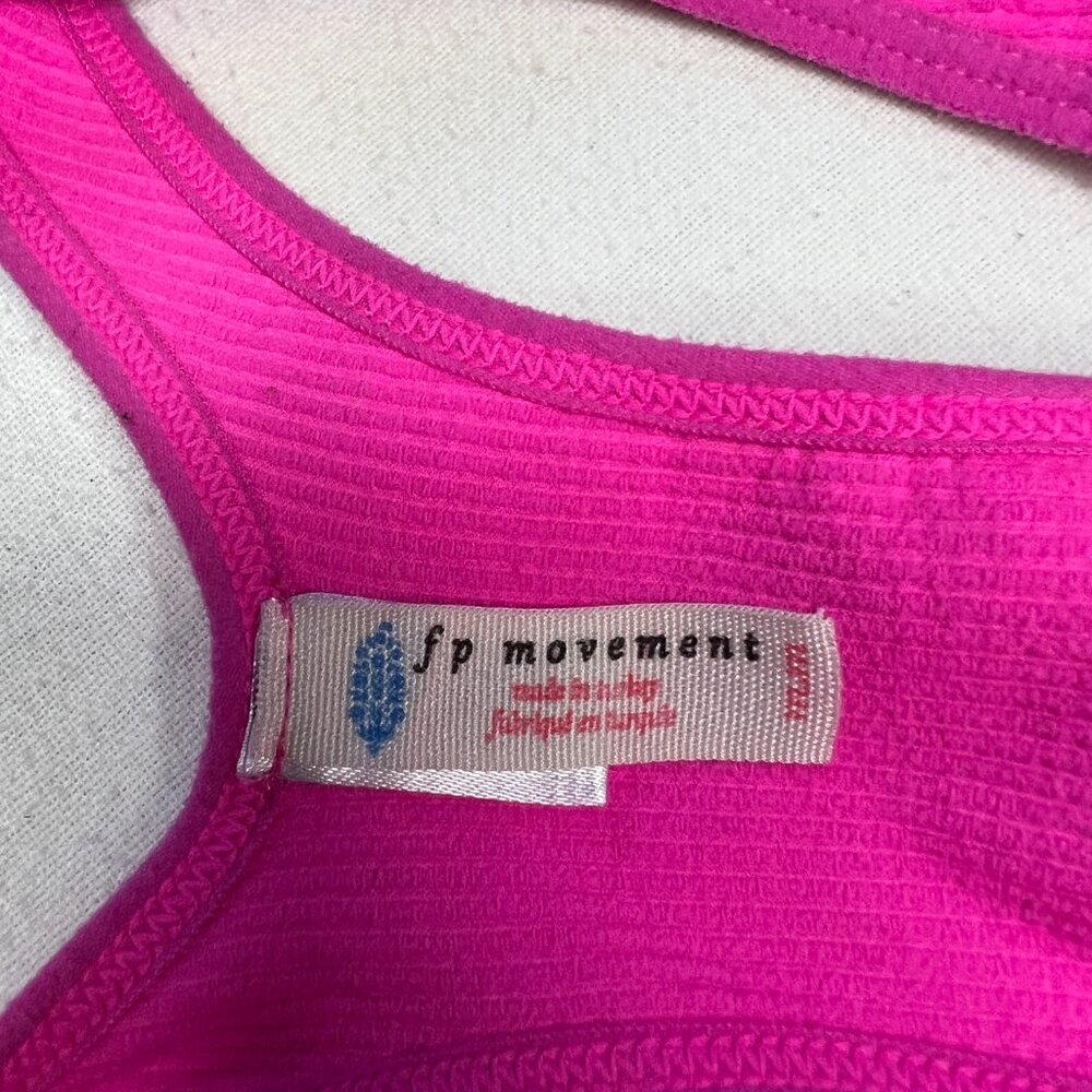 Free People Movement Free Throw Crop Tank Women‎ Medium Ribbed Neon Pink - Picture 2 of 7